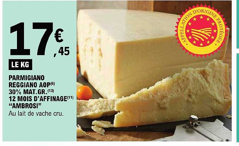 parmigiano reggiano aop 30% mg 12 mois d'affinage "ambrosi"