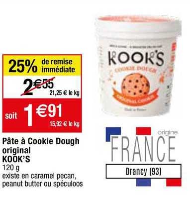 pâte à cookie dough original kook's 25% de remise immédiate