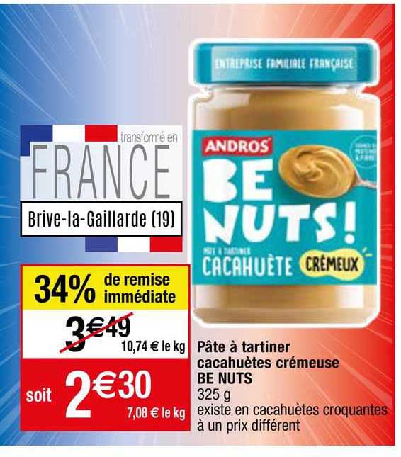 pâte à tartiner cacahuètes crémeuse be nuts