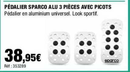 pédalier sparco alu 3 pièces avec picots