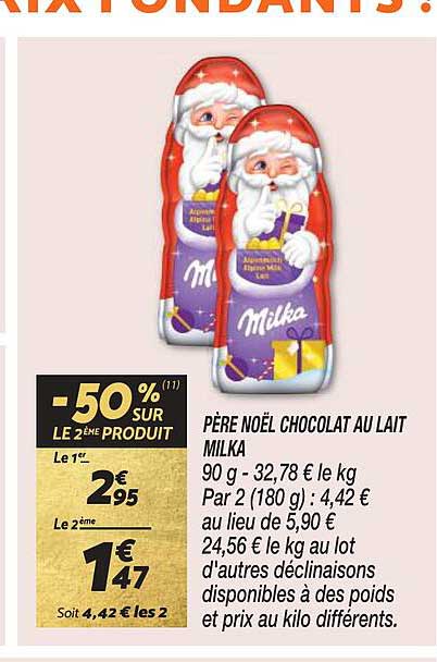 père noël chocolat au lait milka