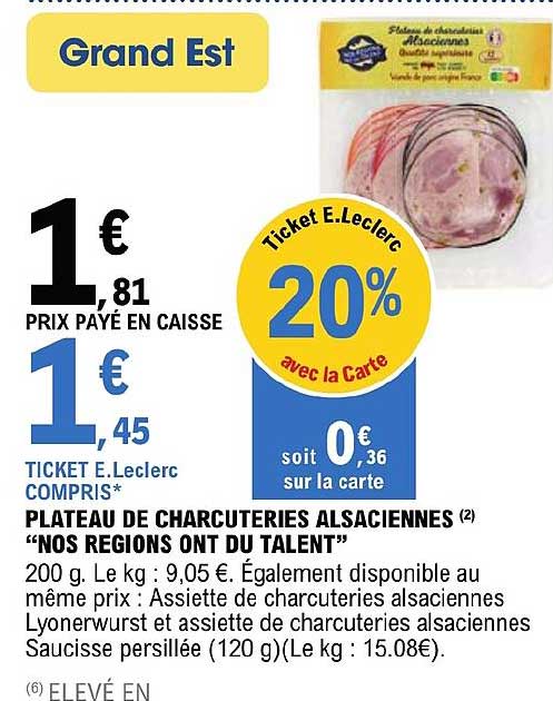 plateau de charcuteries alsaciennes "nos régions ont du talent"