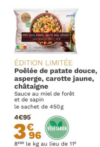 poêlée de patate douce, asperge, carotte jaune, châtaigne