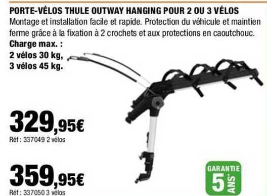 porte-vélos thule outway hanging pour 2 ou 3 vélos