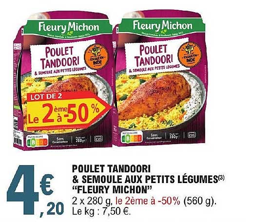 poulet tandoori & semoule aux petits légumes "fleury michon"