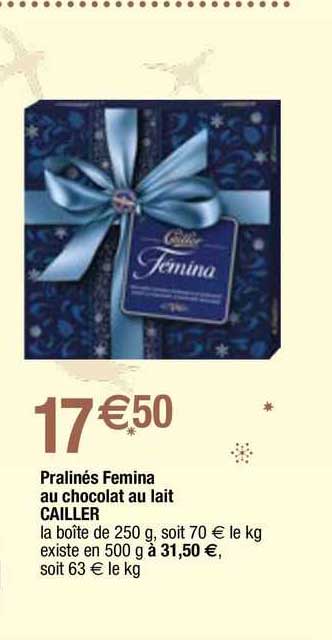 pralinés femina au chocolat au lait cailler