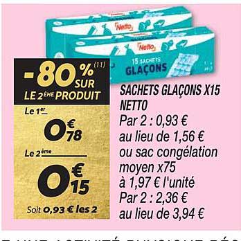 sachets glaçons x15 netto