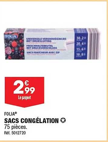 Sacs Congélation Folia