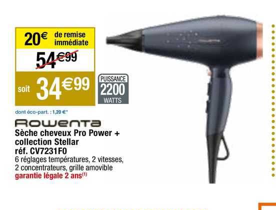 sèche cheveux pro power + collection stellar rowenta