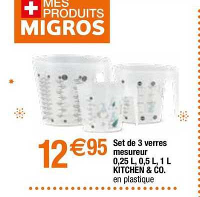 set de 3 verres mesureur  kitchen&co