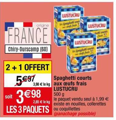 spaghetti courts aux oeufs frais lustucru