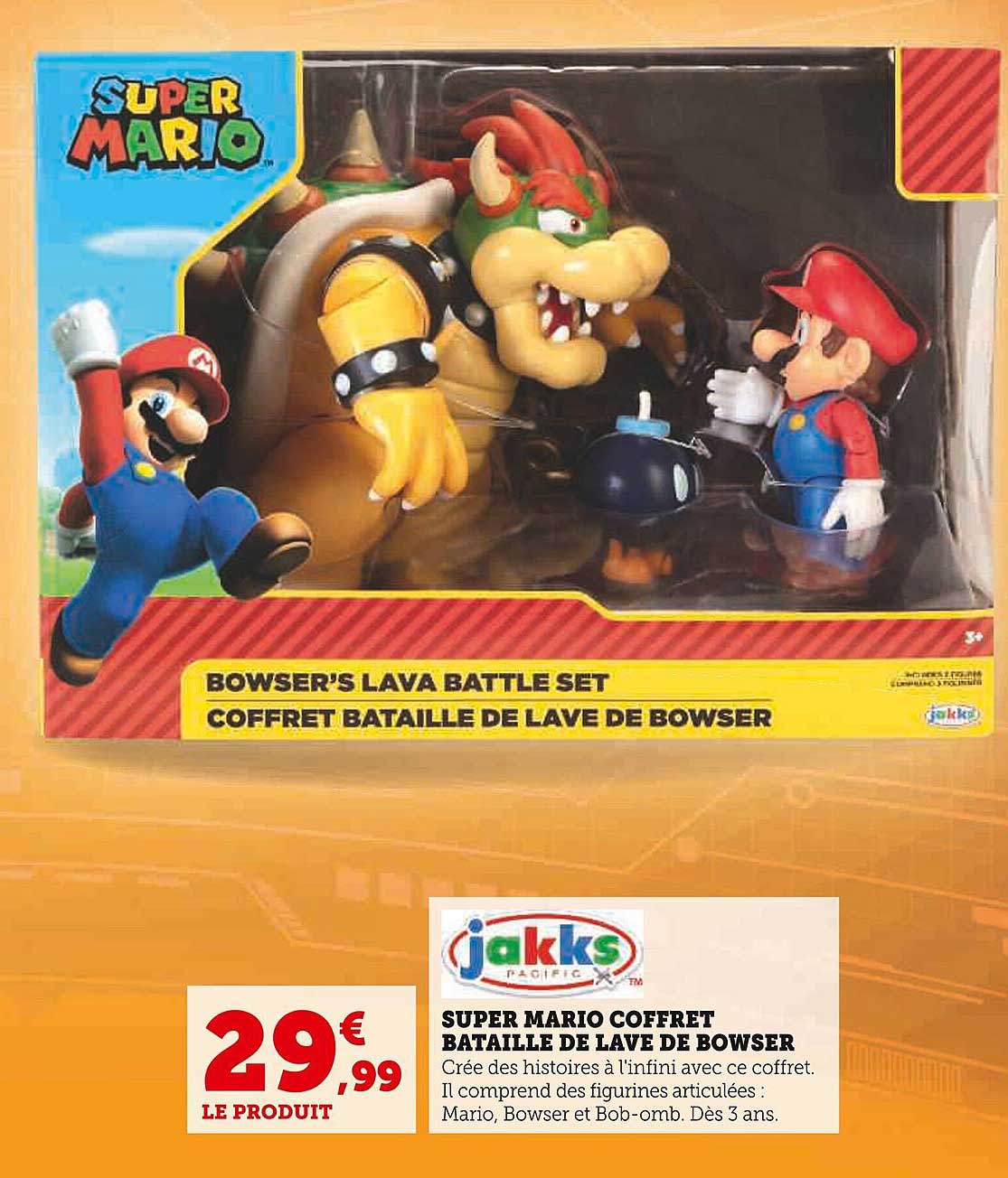 super mario coffret bataille de lave de bowser jakks