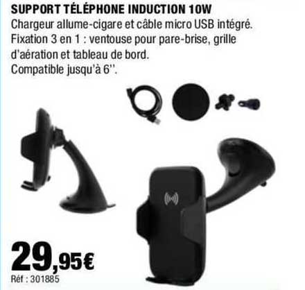 support téléphone induction 10w