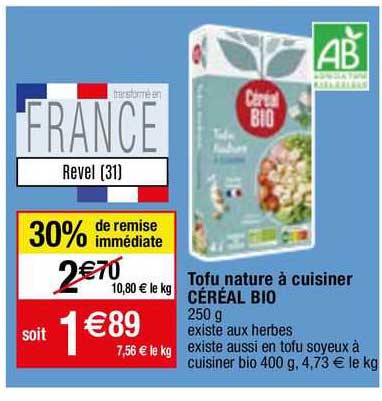 Tofu Nature à Cuisiner Céréal Bio