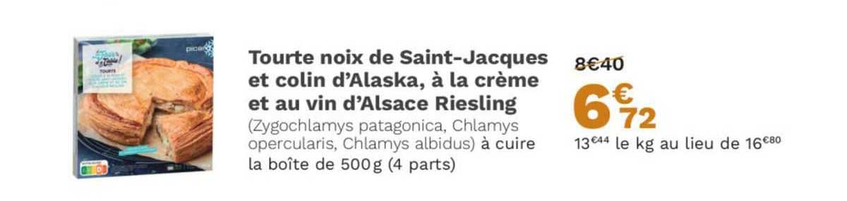 tourte noix de saint-jacques et colin d'alaska, à la crème et au vin d'alsace riesling
