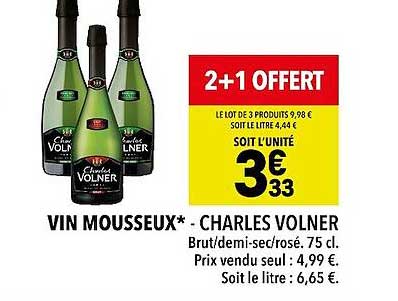 vin mousseux - charles volner 2+1 offert
