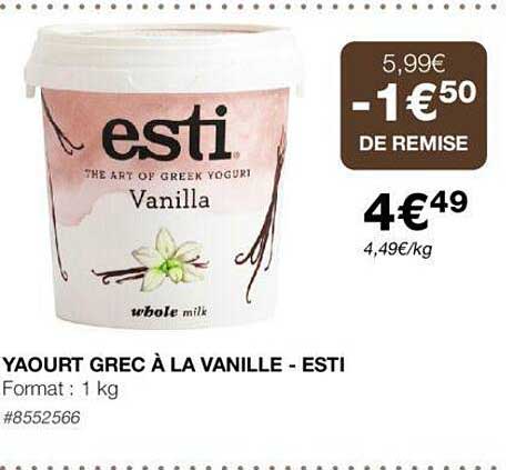 yaourt grec à la vanille - esti