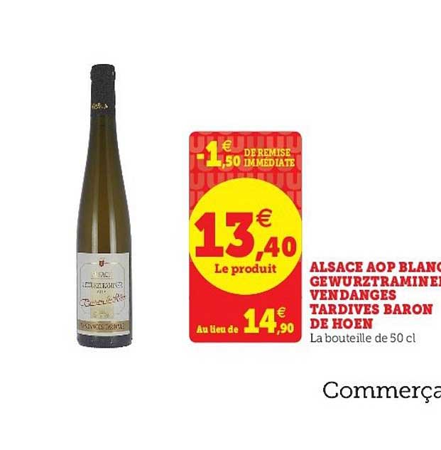 alsace aop blanc gewurztraminer vendanges tardives baron de hoen
