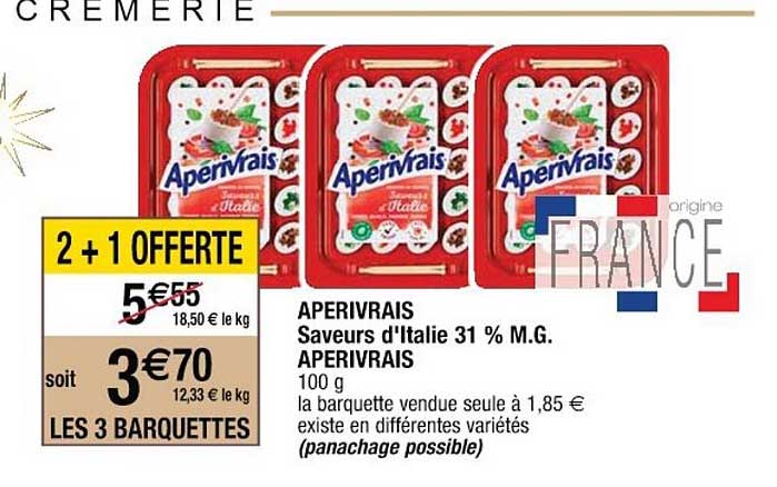 aperivrais saveurs d'italie 31% m.G 2+1 offert