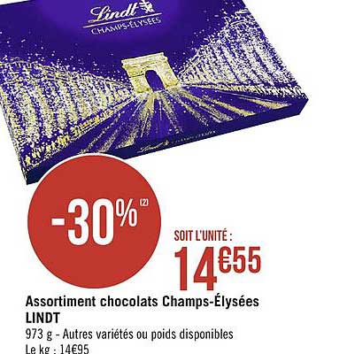 assortiment chocolats champs-élysées lindt