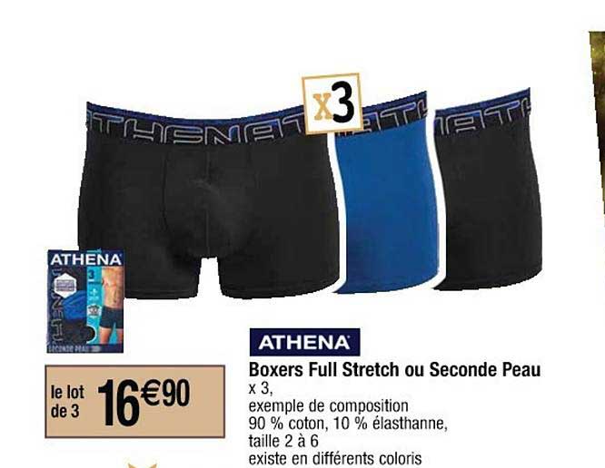 athena boxers full stretch ou seconde peau