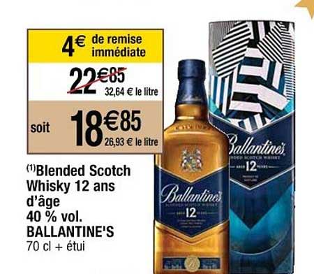 blended scotch whisky 12 ans d'âge 40% vol. ballantine's