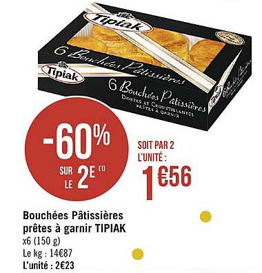 bouchées pâtissières prêtes à garnir tipiak