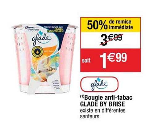 bougie anti tabac glade by brise 50% de remise immédiate