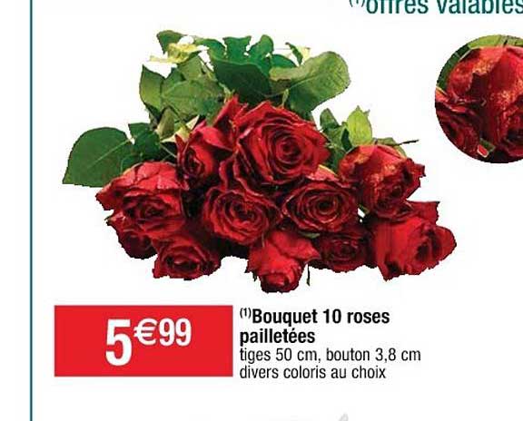 bouquet 10 roses pailletées