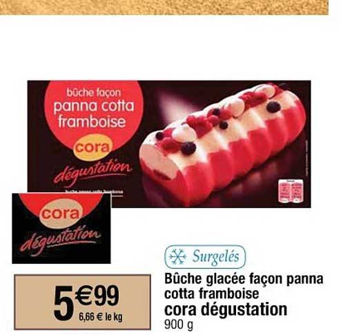 bûche glacée façon panna cotta framboise cora dégustation