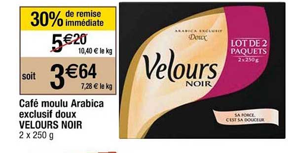 café moulu arabica exclusif doux velours noir