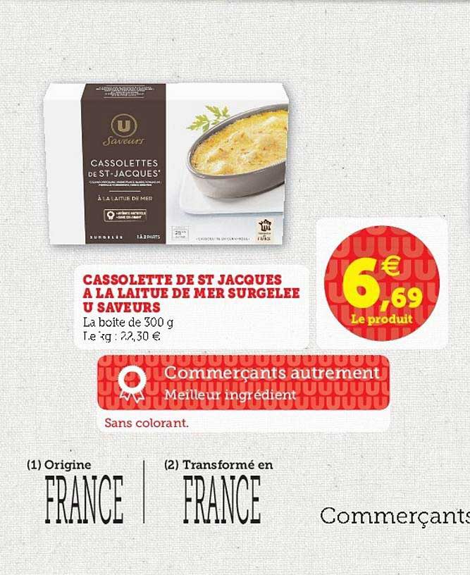 Cassolette De St Jacques à La Laitue De Mer Surgelée U Saveurs