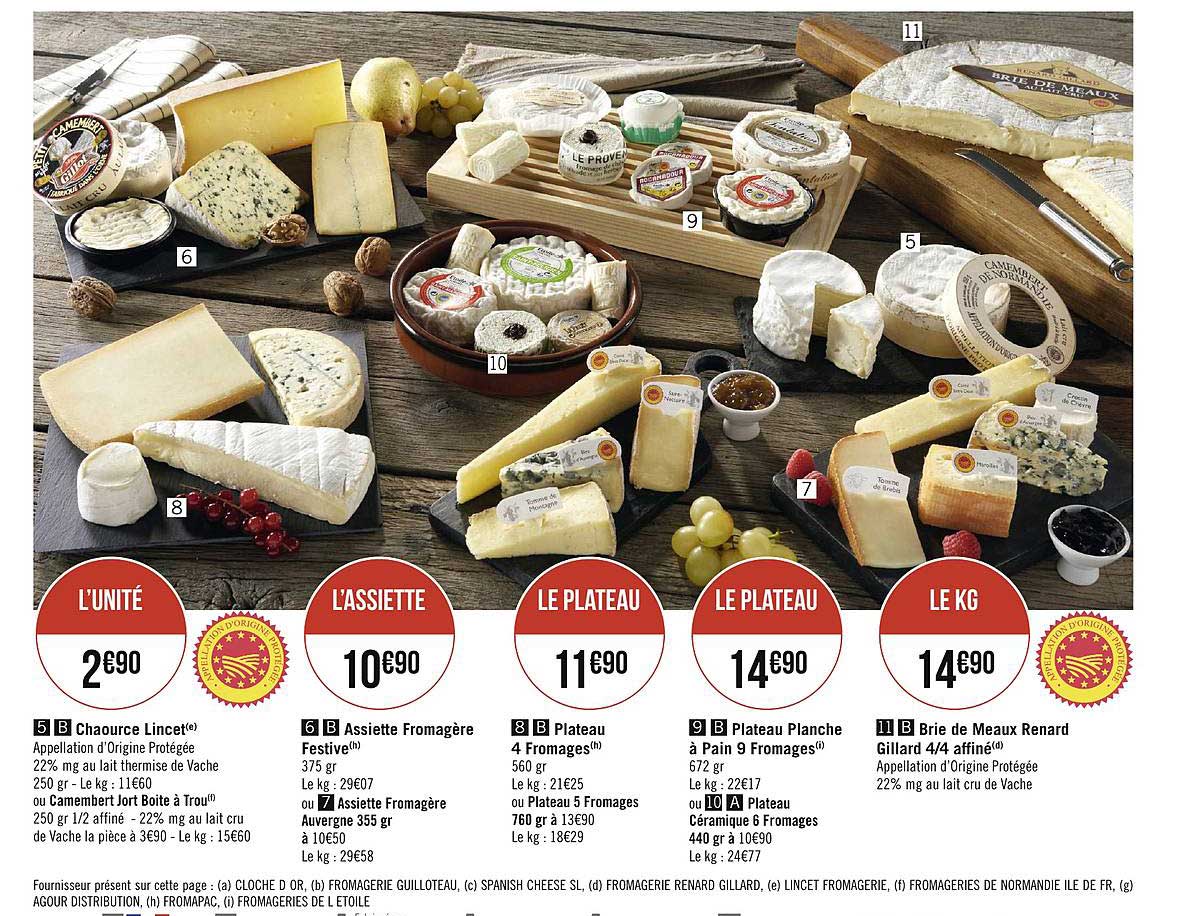 chaource lincel, assiette fromagère festive, assiette fromagère auvergne, plateau 4 fromages, plateau céramique 6 fromages, brie de meaux renard gillard