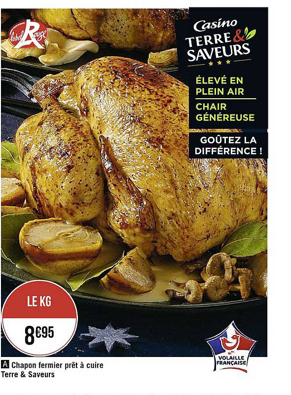chapon fermier prêt à cuire terre & saveurs