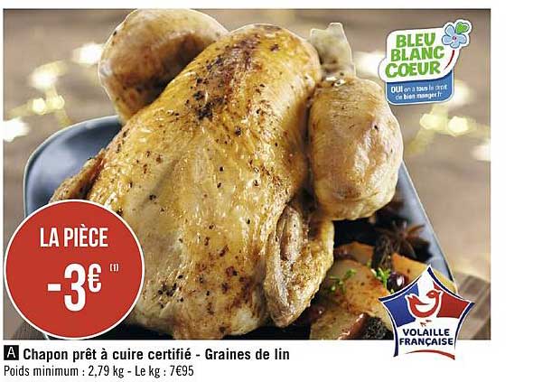 chapon prêt à cuire certifié - graines de lin