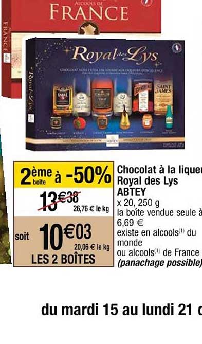 chocolat à la liqueur royal des lys abtey