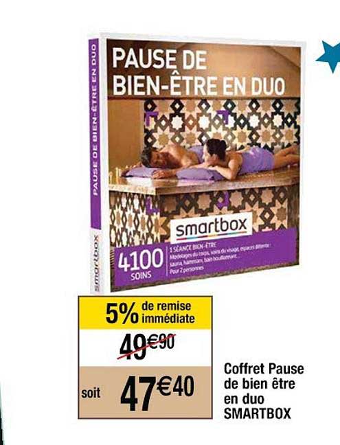 coffret pause de bien être en duo smartbox 50% de remise immédiate