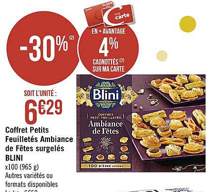 coffret petits feuilletés ambiance de fêtes surgelés blini