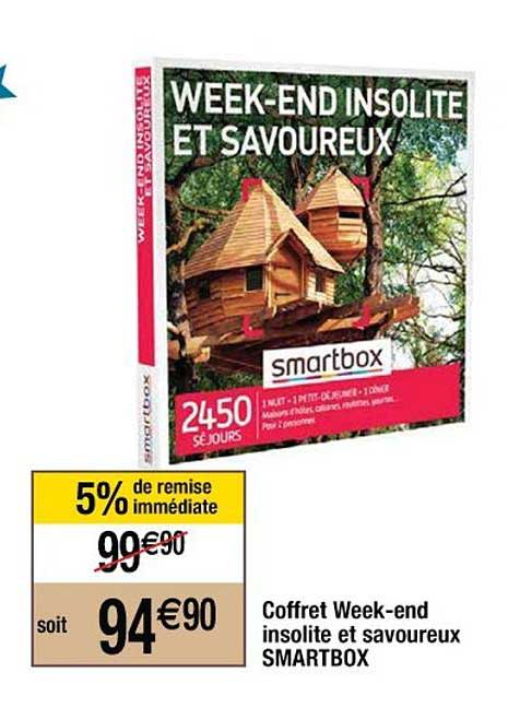 coffret week end insolite et savoureux smartbox 5% de remise immédiate