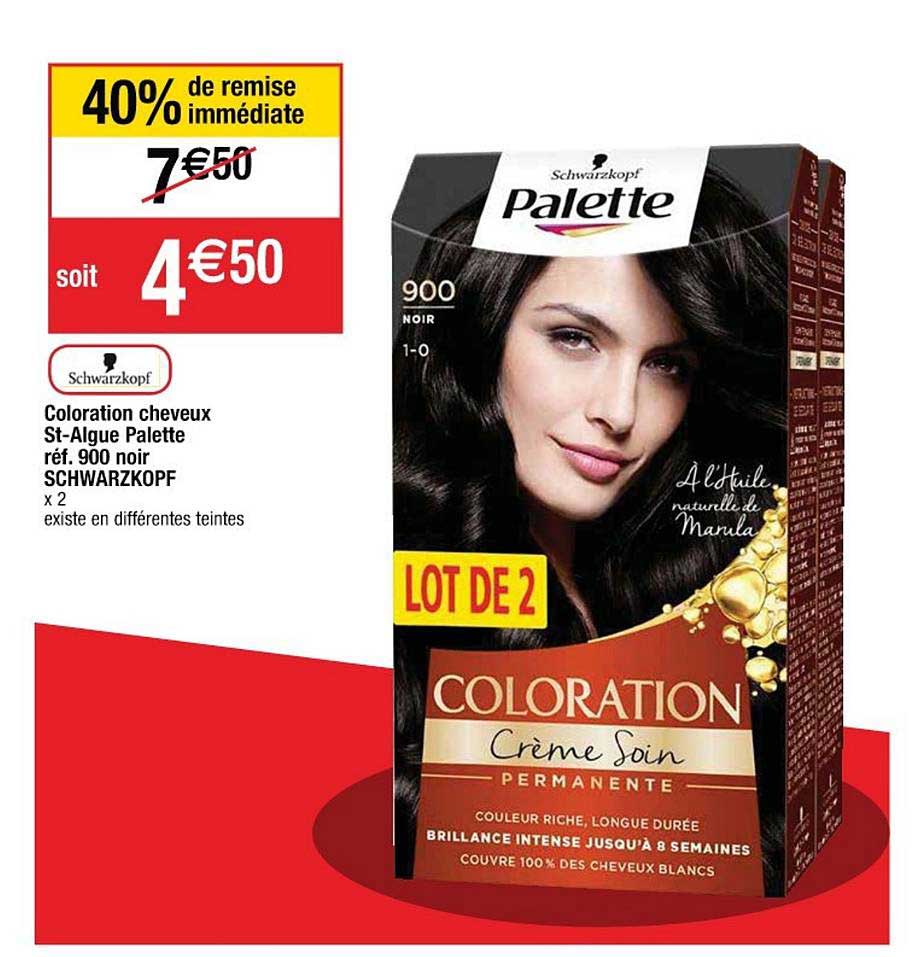 coloration cheveux st algue palette réf 900 noir schwarzkoff 40% de remise immédiate
