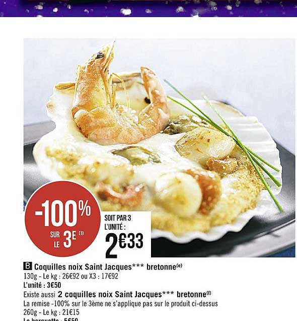 coquilles noix saint jacques bretonne, 2 coquilles noix saint jacques