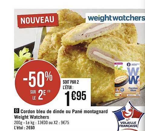 cordon bleu de dinde ou pané montagnard weight watchers