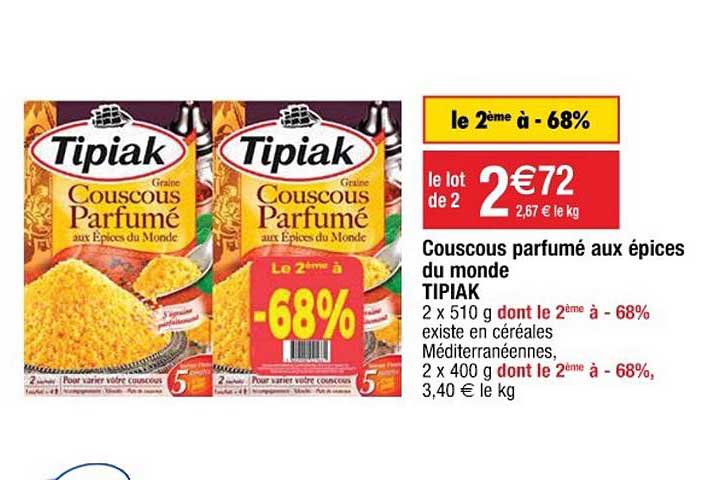 Couscous Parfumé Aux épices Du Monde Tipiak Le 2ème à -68%