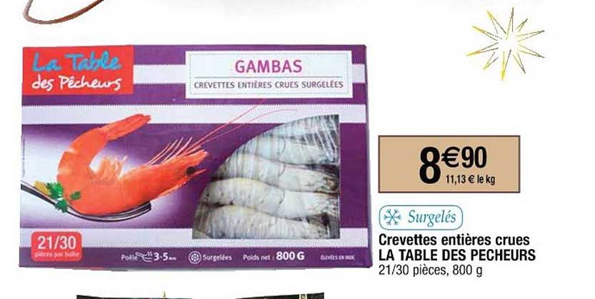 crevettes entières crues la table des pêcheurs