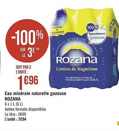 Eau Minérale Naturelle Gazeuse Rozana