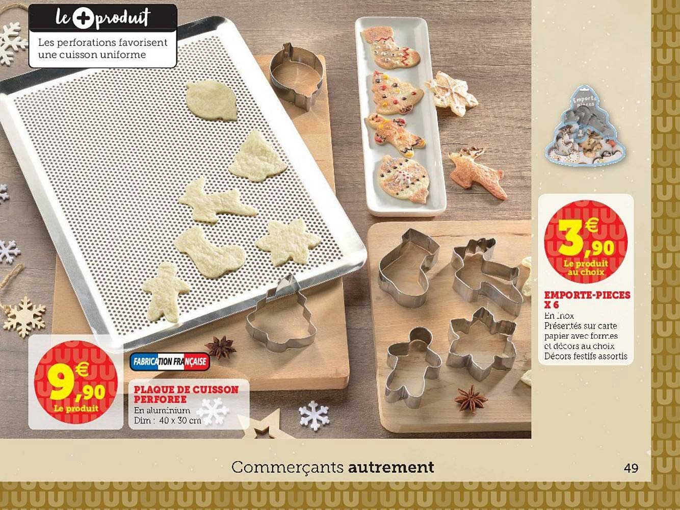 emporte-pièces x6, plaque de cuisson perforé