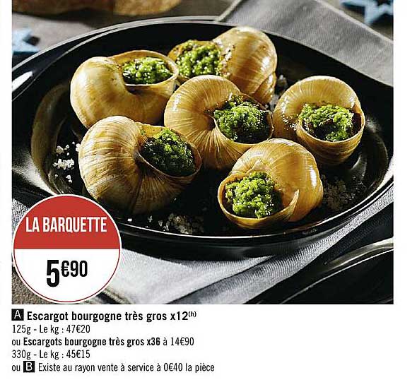 escargot bourgogne très gros x12 ou escargots bourgogne très gros x36