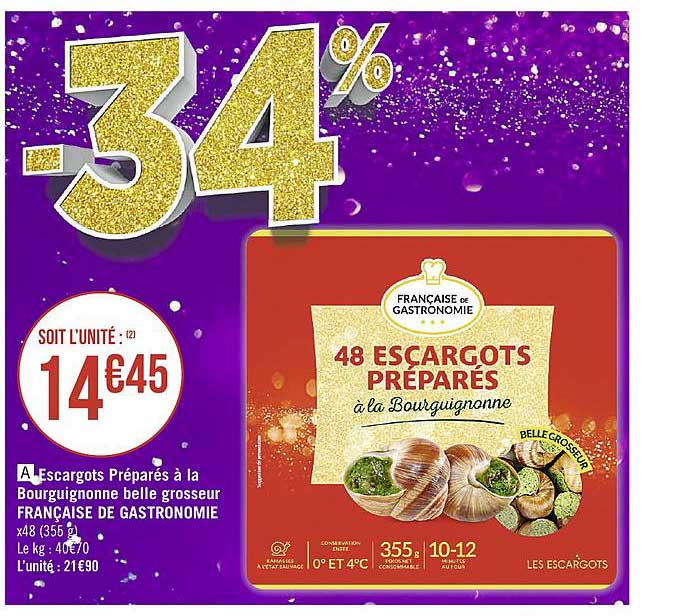 escargot préparés à la bourguignonne belle grosseur française de gastronomie