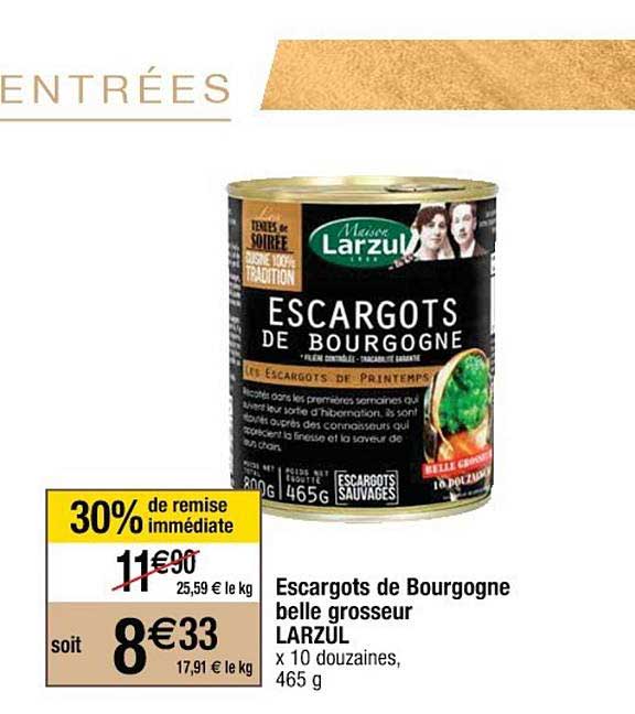 escargots de bourgogne belle grosseur larzul