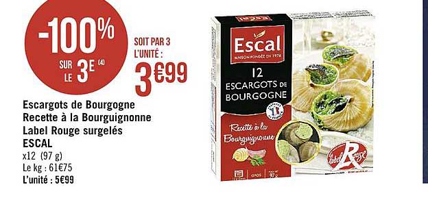 escargots de bourgogne recette à la bourguignonne label rouge surgelés escal